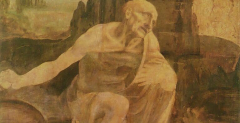 Leonardom St Jerome in the Wilderness vatican pinacoteca