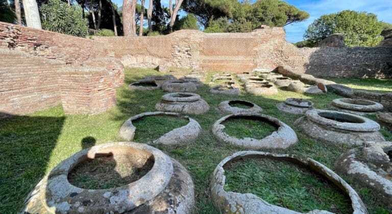 remains of jars at ostia antica warehouse