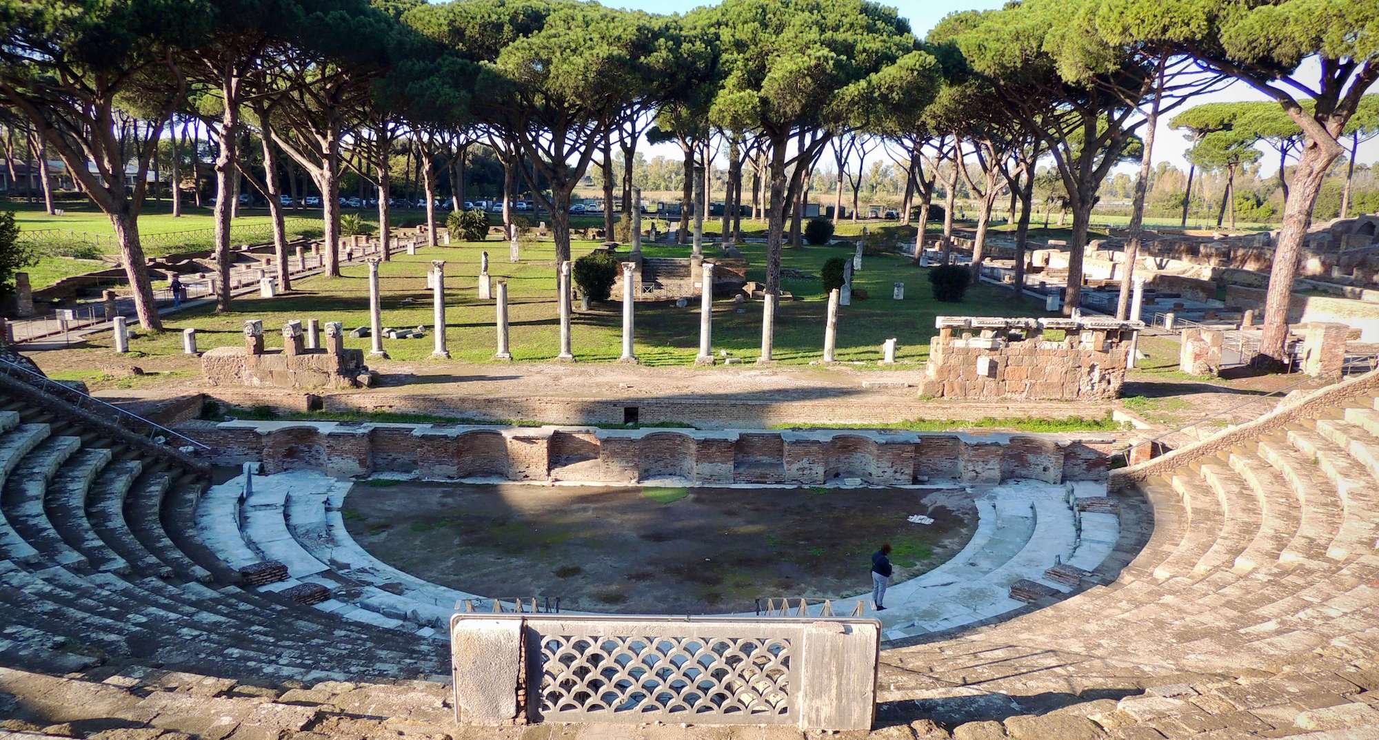 a view down into the theater at ostia antics