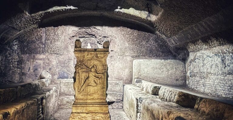 Altar of mithras in the mithraeum of san clemente in rome