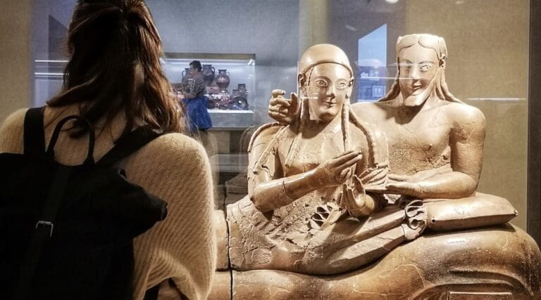 the sarcophagus of the spouses in villa giulia