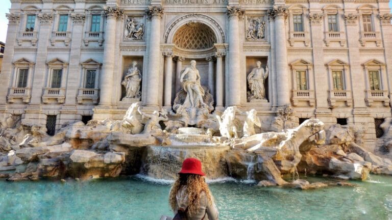 trevi fountain red hat