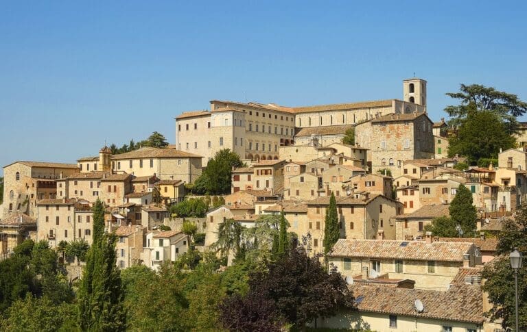 a view over the rooftops of Todi in Umbria