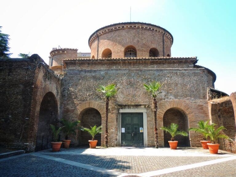 Frontal view of the church and mausoleum of santa constanza in rome