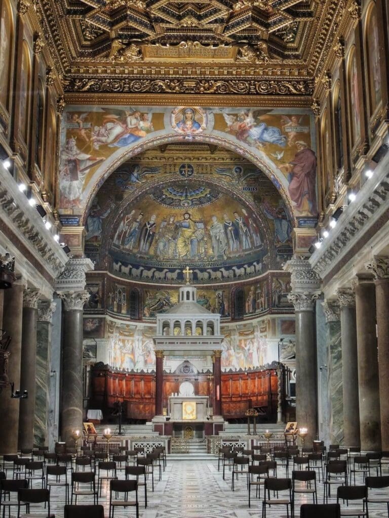 the interior of santa maria in trastevere