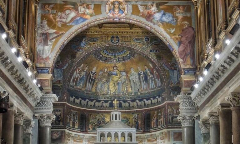 interior of santa maria in trastevere with apse