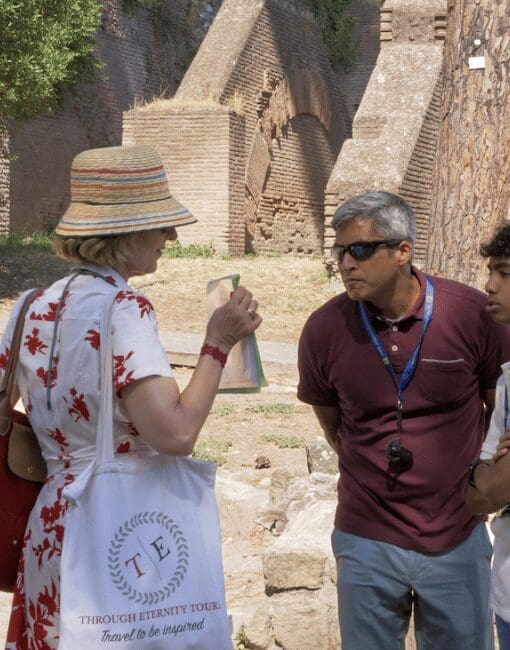 tour guide with tourist family