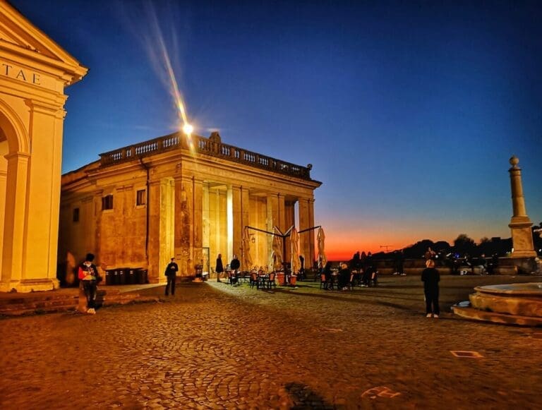 Piazza in Ariccia at dusk