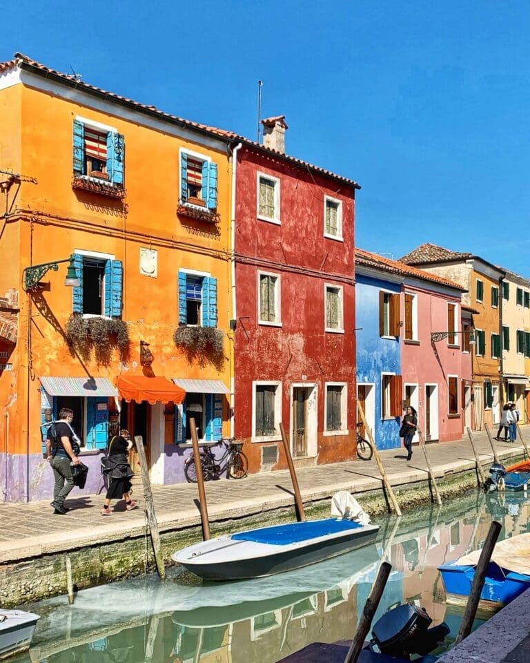 the colored houses of burano in the venetian lagoon