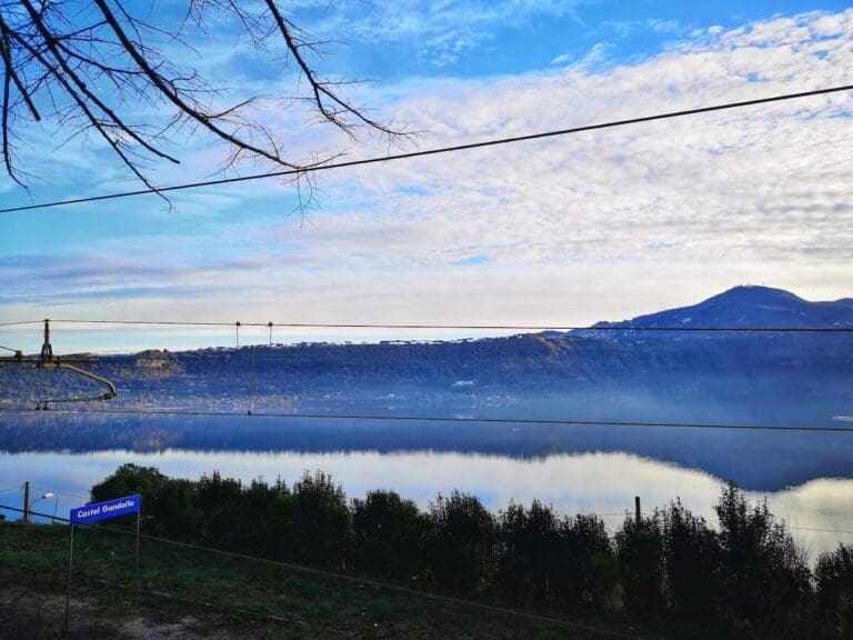 View over the lake of castel gandolfo in the early morning in Italy