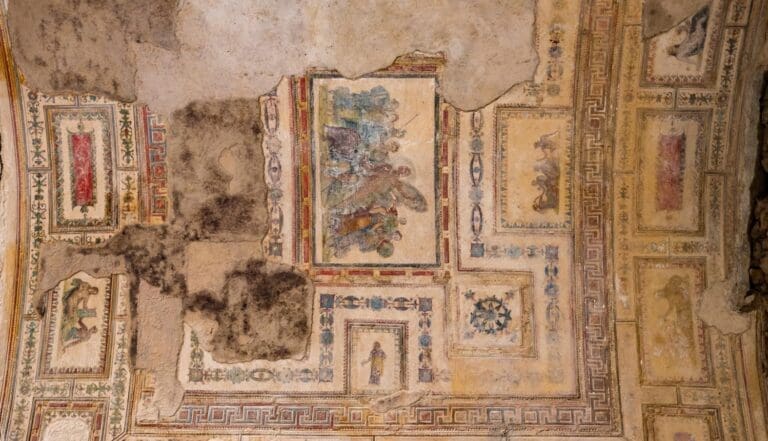 Frescoed and stuccoed vault of the Domus Aurea in Rome