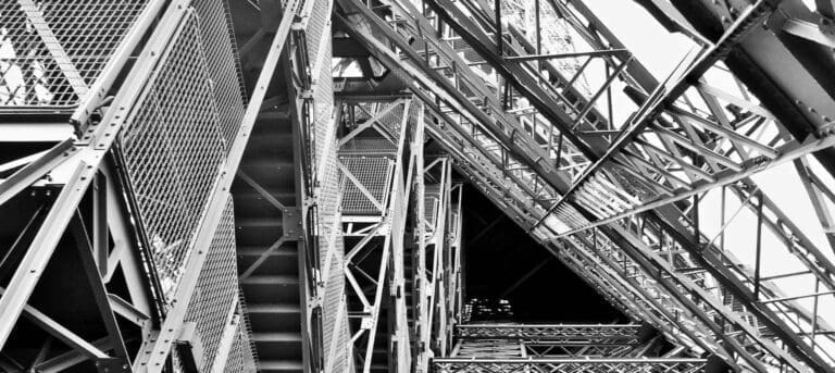 Detail of the iron structures of the eiffel tower in paris