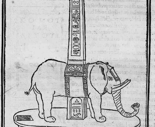detail of an elephant carrying an obelisk from the hypteronomachia poliphili