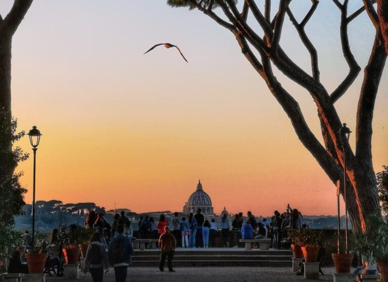 sunset over the orange garden in rome