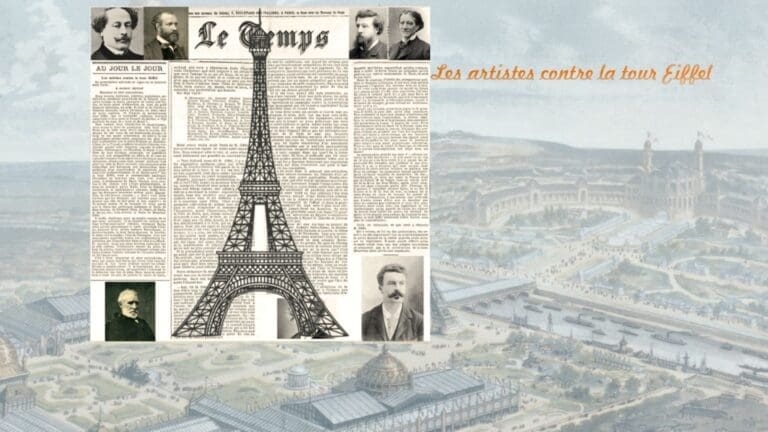 Excerpt from the french newspaper Le Temps with artists complaining about the eiffel tower in paris