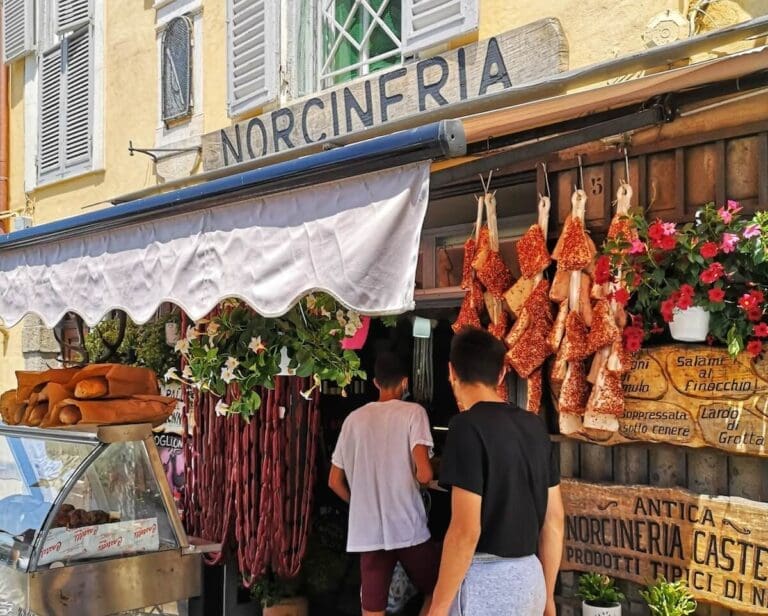 A Norcineria in Nemi selling cured meats and cheeses