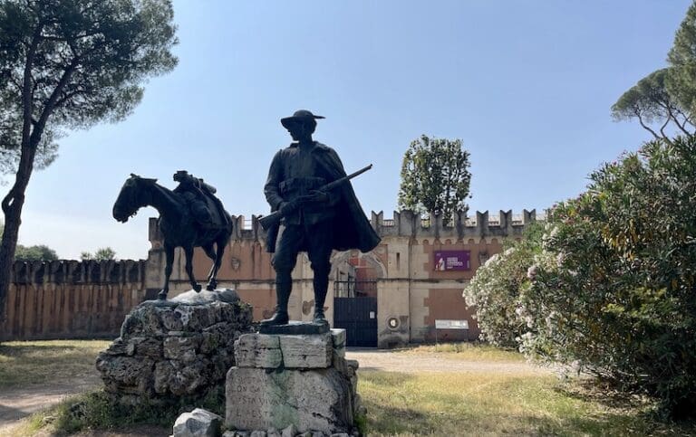 The Pietro Canonica Museum rome with bronze statues of the artists work on the lawn in front of the museum