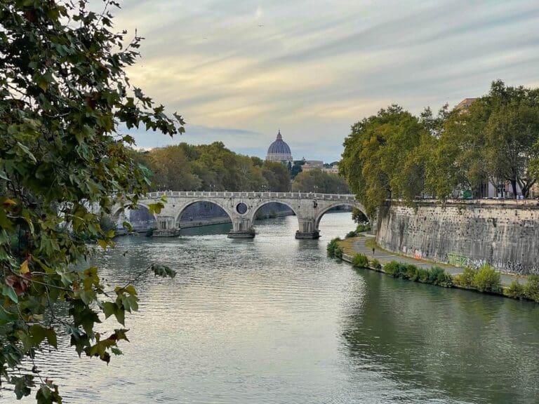 view of the ponte sisto in rome with central oculus