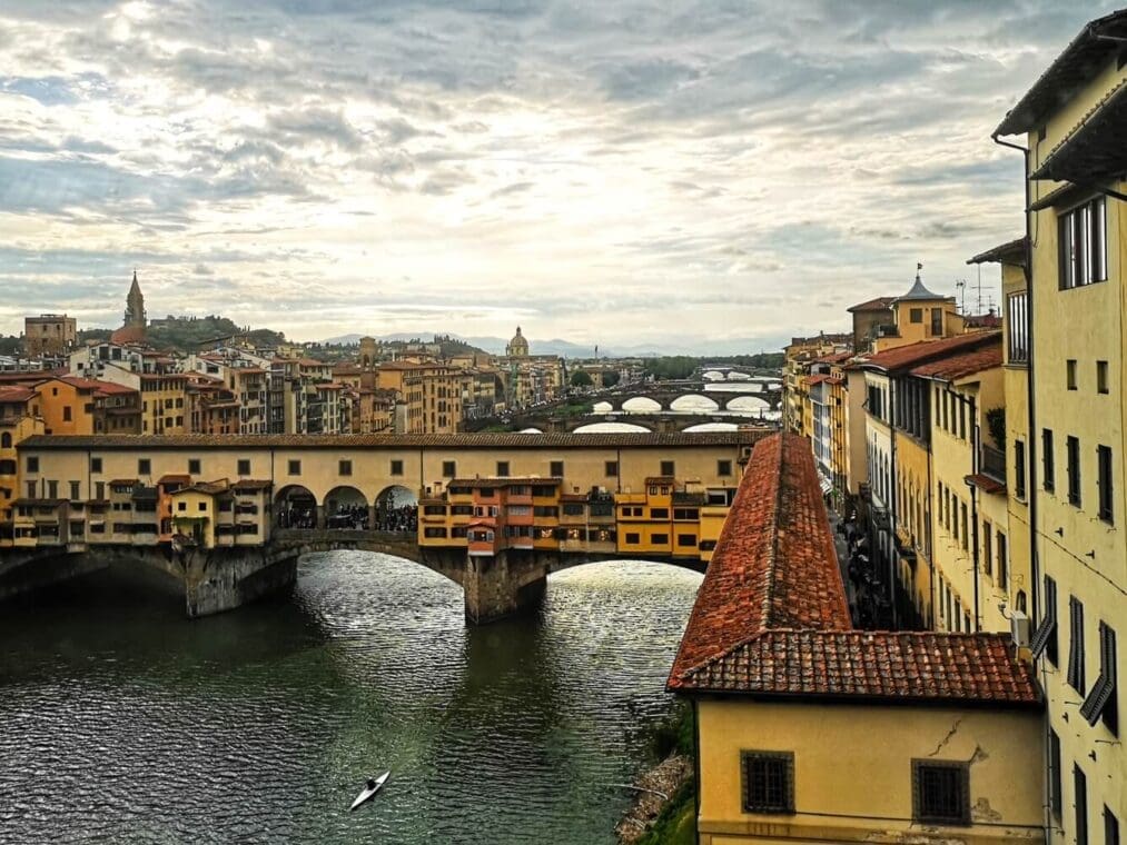 the vasari corriodor on ponte vecchio seen from the uffizi