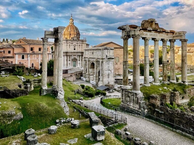 looking over the roman forum in summer