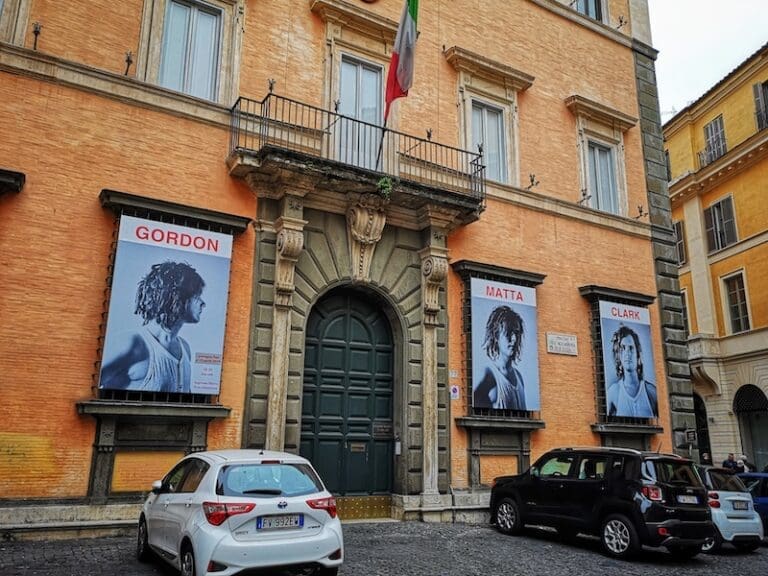 The Academy of Saint Luke near the Trevi Fountain in Rome, exterior view of the palace's ochre facade