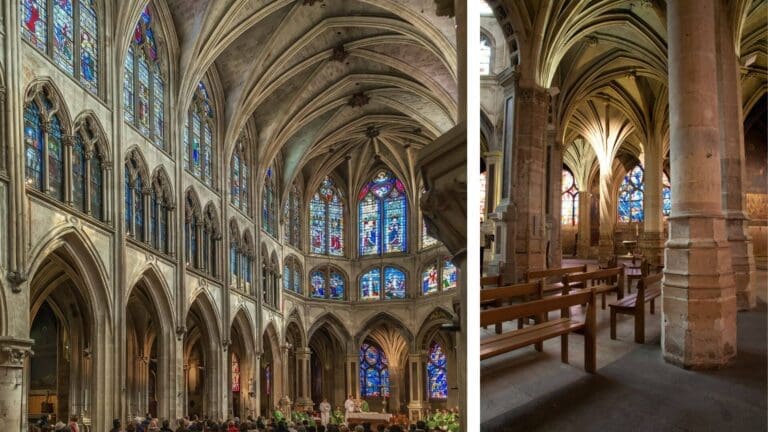 two views of the interior of saint severin