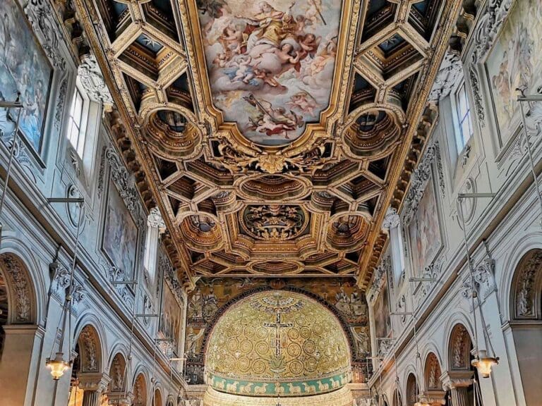 Gold Gilt Ceiling of the Basilica of San Clemente in Rome
