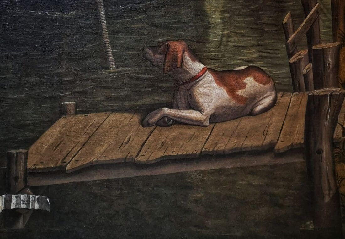 dog detail from the miracles of saint mark in the accademia in venice