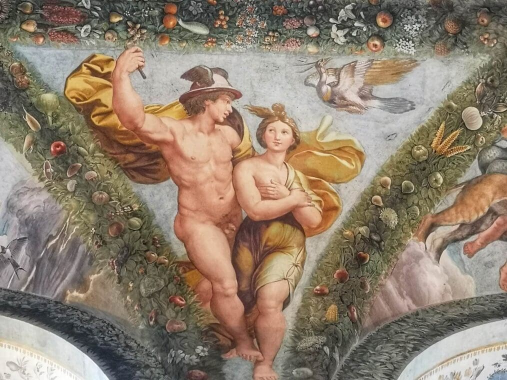 cupid and psyche by raphael on the villa farnesina ceiling