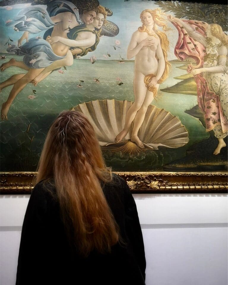 botticelli's birth of venus in the uffizi gallery in florence