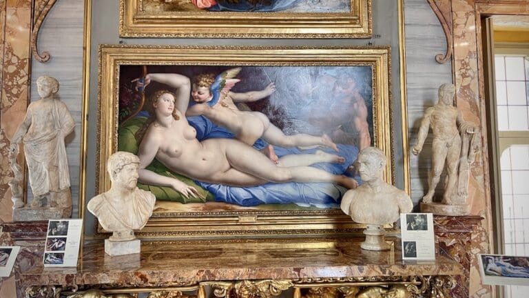 bronzino's venus, cupid and satyr in palazzo colonna in rome
