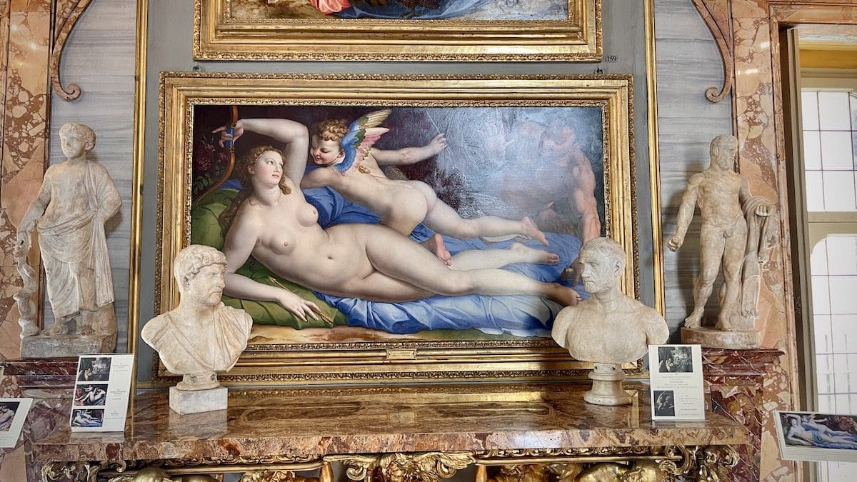 bronzino's venus, cupid and satyr in palazzo colonna in rome
