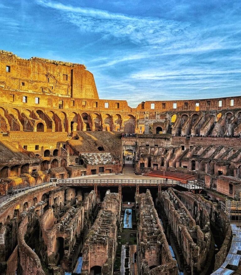a look down into the colosseum from the inside