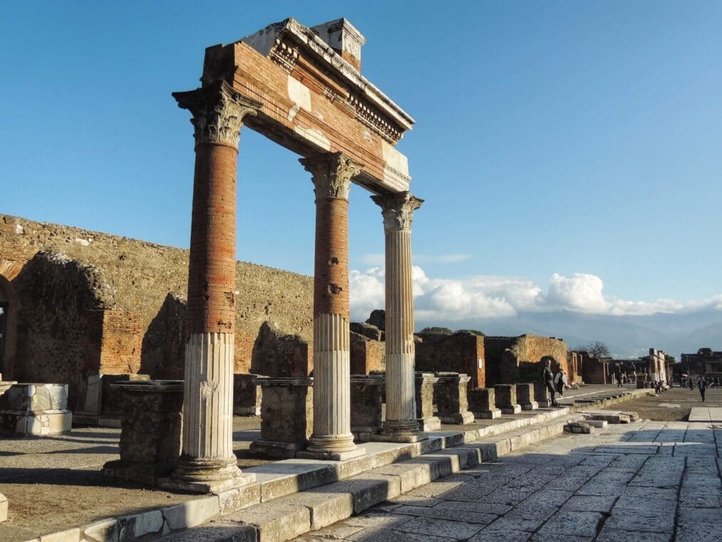 the surviving columns of pompeii's forum