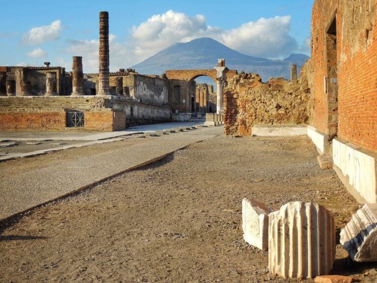 view over pompeii with vesuivus