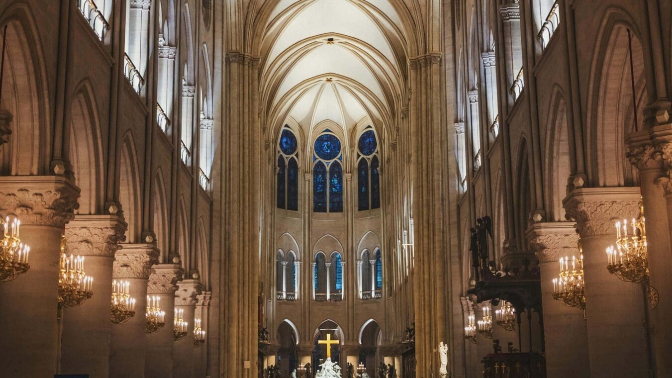 the interior and high alter of Notre Dame Cathedral